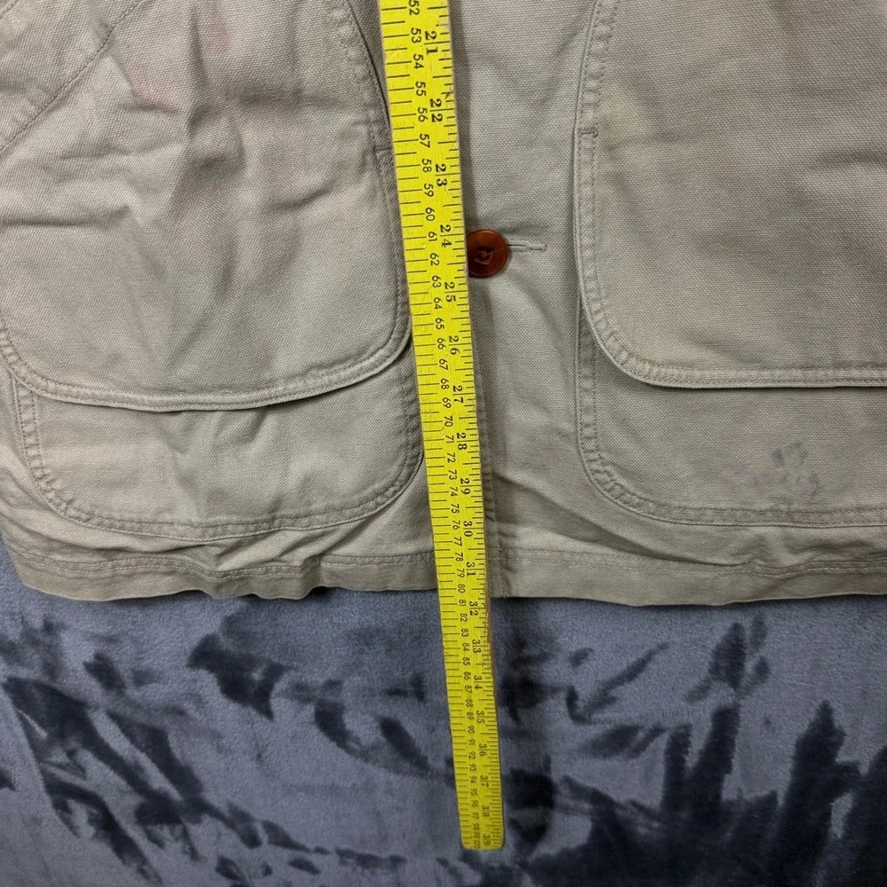 LL Bean Field Coat Mens L Tan Good Flannel Lined Canvas Corduroy Barn Jacket